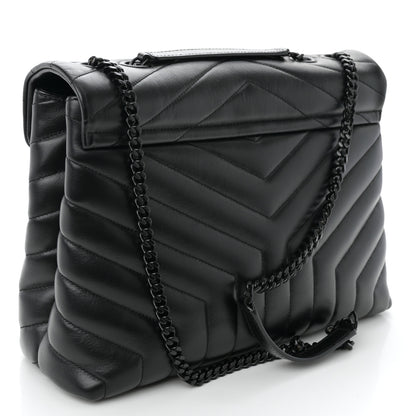 Saint Laurent Calfskin Y Quilted Monogram Monochrome Medium Loulou Chain Satchel Black 3 of 10