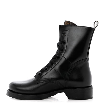 Louis Vuitton Calfskin Monogram Metropolis Flat Ranger Boots 39 Black 1 of 8