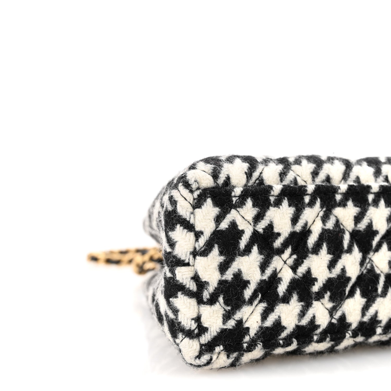 Chanel Tweed Houndstooth Quilted Nano Kelly Shopper Black White 9 of 10
