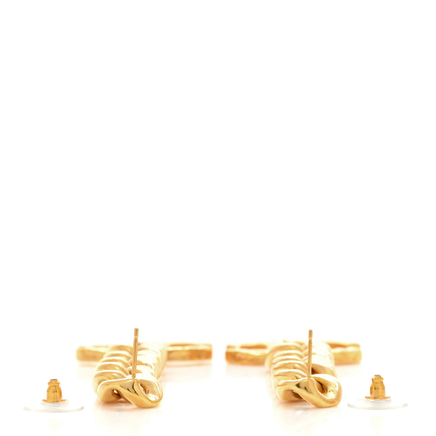 Metal CC Pick Drop Earrings Gold
