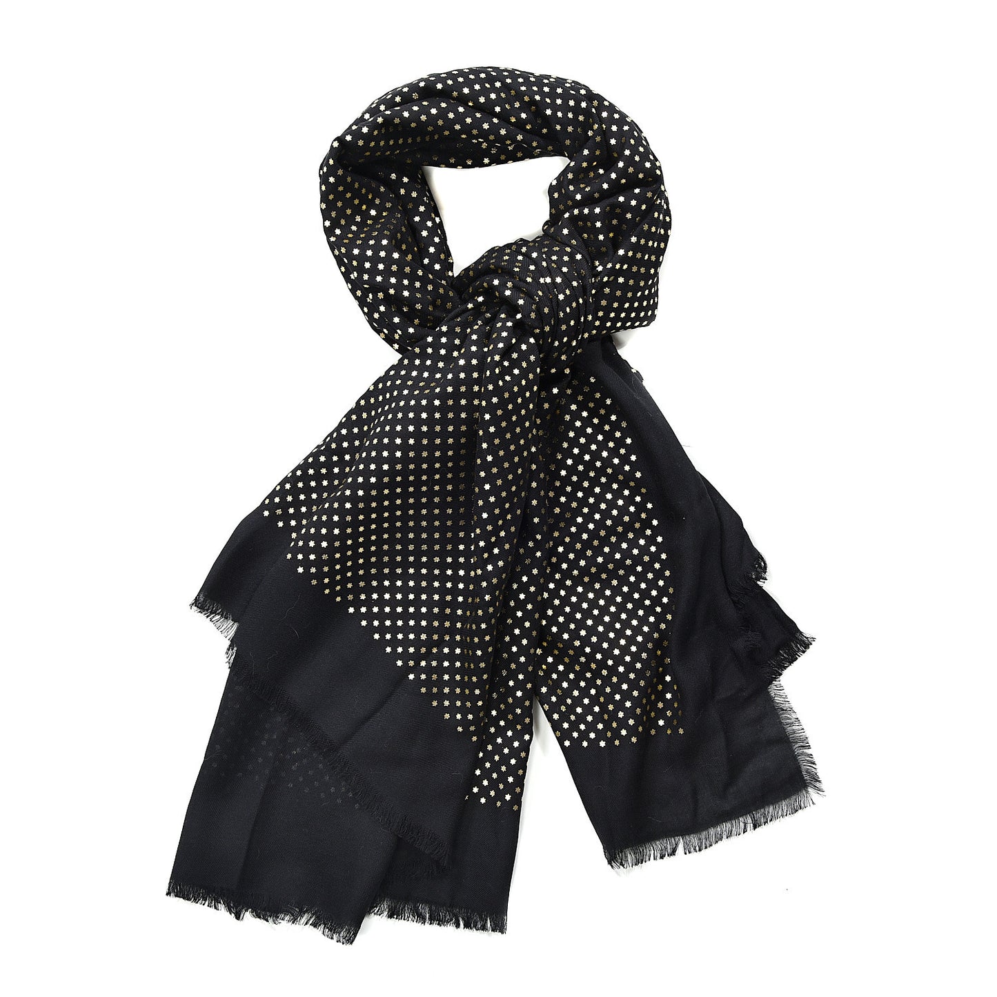 X SEGA Modal Cashmere GUCCY Stars Print Shawl Black Gold