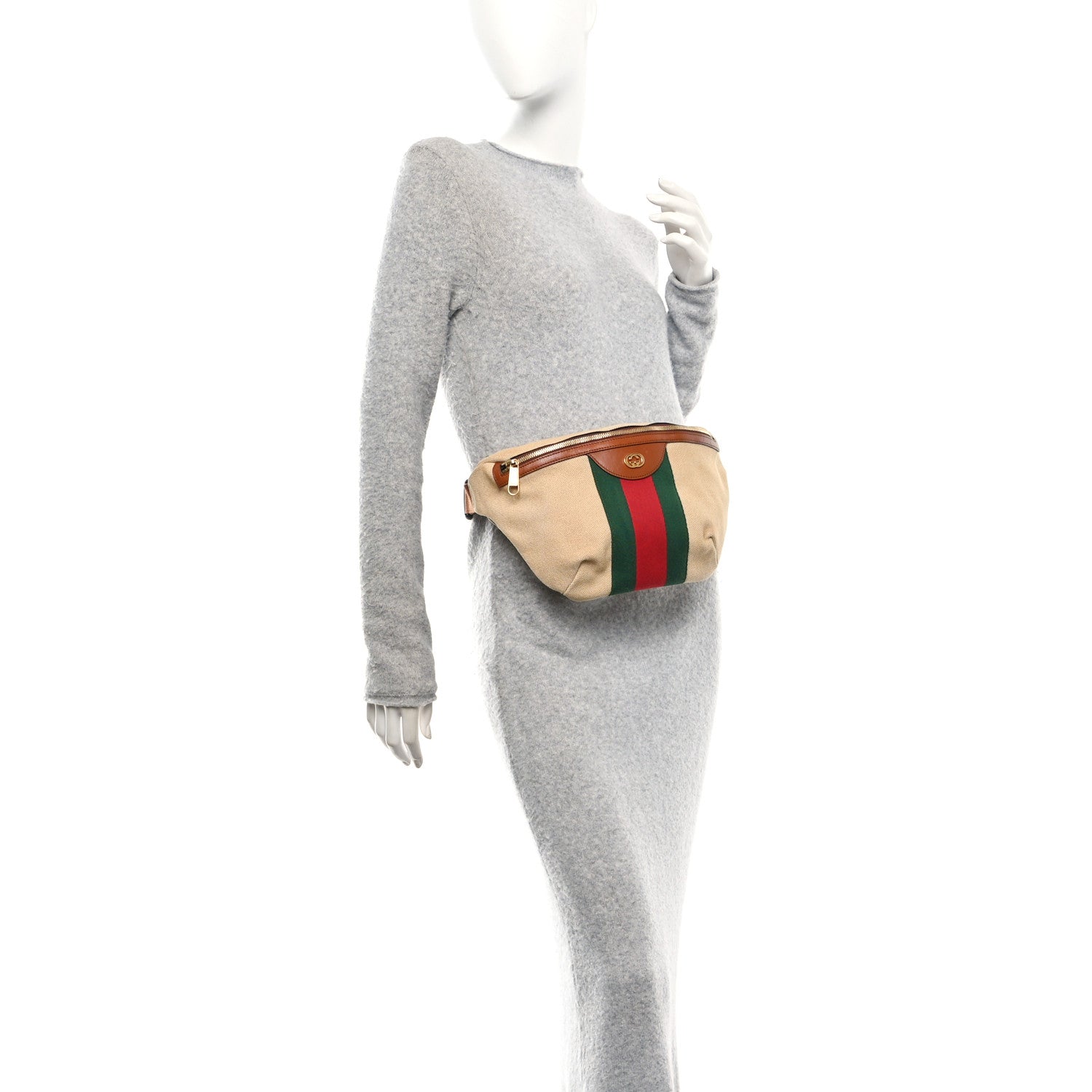 Gucci Vintage Canvas Web Belt Bag Sand Cuir 2 of 13