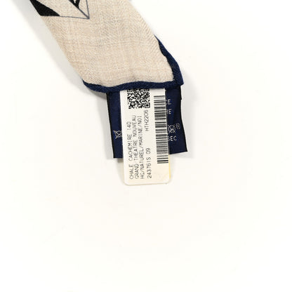 Hermes Cashmere Silk Grand Theatre Nouveau Shawl 140 Naturel Marine Black 6 of 6