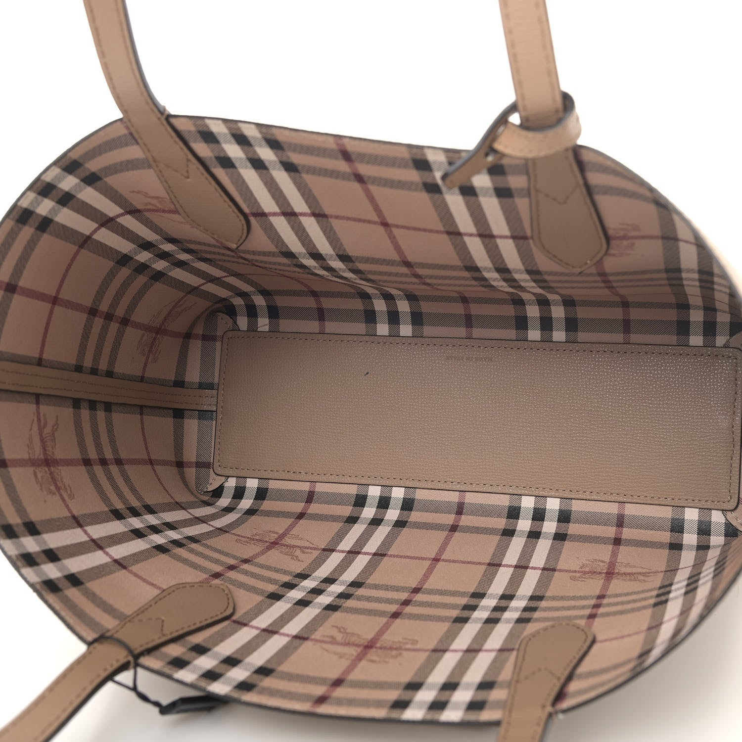 Burberry Grainy Calfskin Haymarket Check Small Reversible Tote Mid Camel 8 of 16
