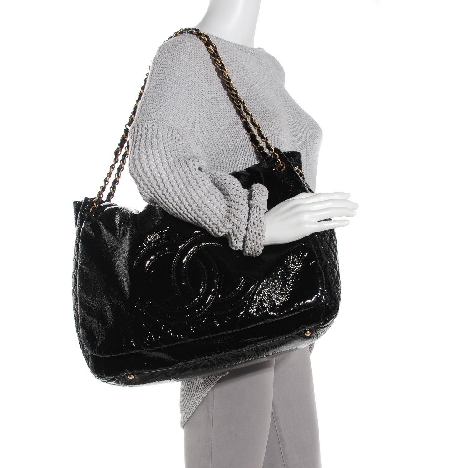 Chanel Vinyl Rock and Chain XL Flap Black 2 of 9