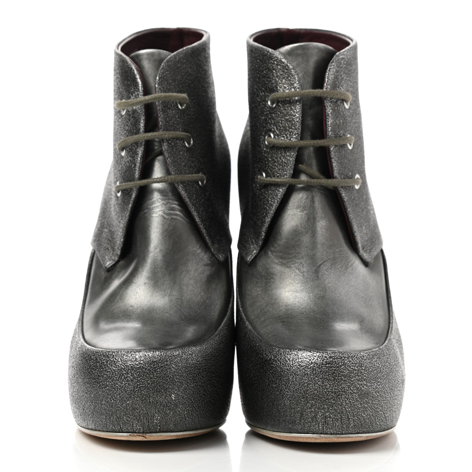 Chanel Metallic Calfskin Lacets Booties 39 Silver 2 of 10