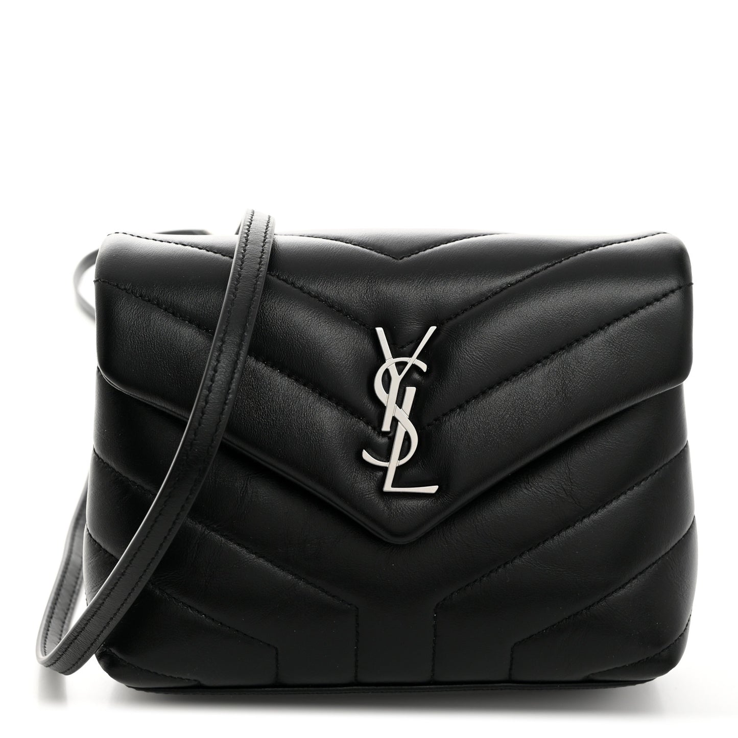 Calfskin Y Quilted Monogram Toy Loulou Crossbody Bag Black