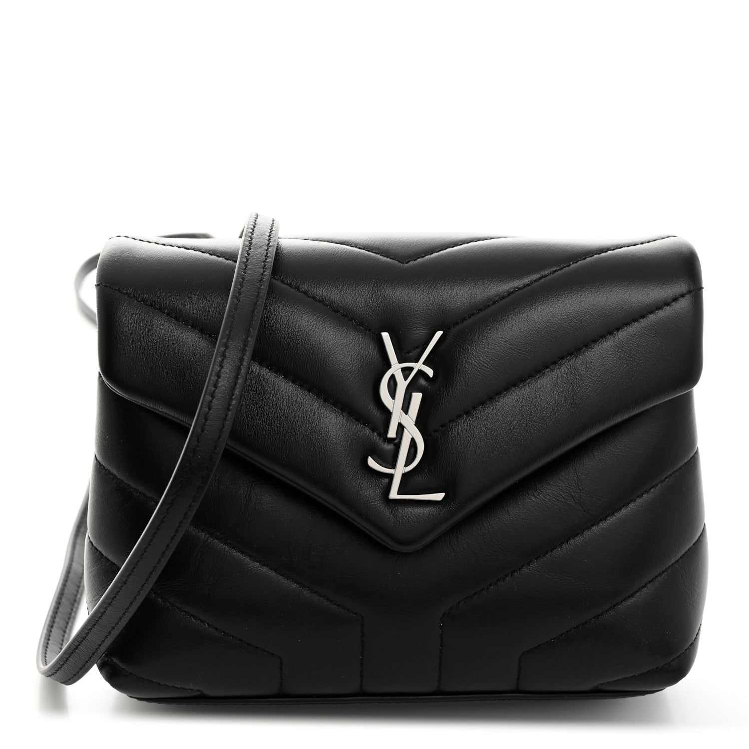Saint Laurent Calfskin Y Quilted Monogram Toy Loulou Crossbody Bag Black 1 of 11
