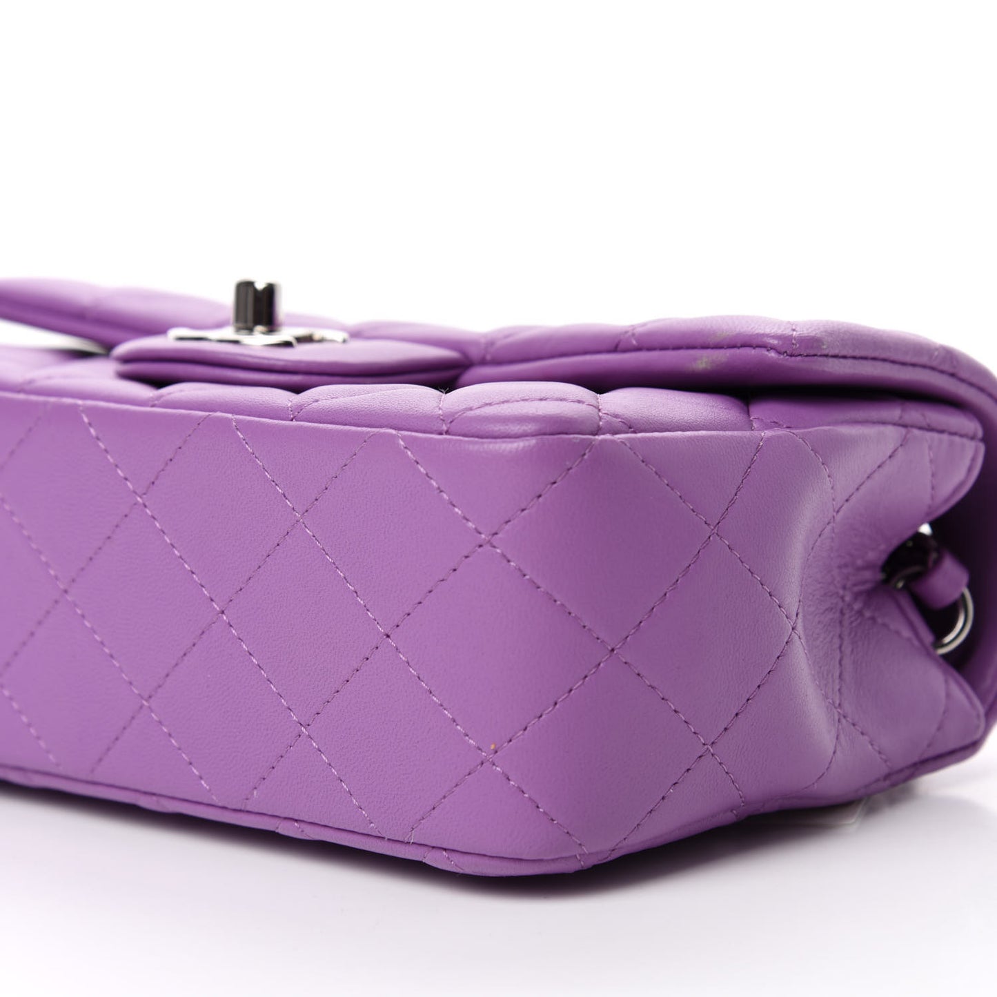 Lambskin Quilted Mini Rectangular Flap Purple