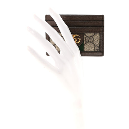 Gucci GG Supreme Monogram Textured Dollar Calfskin Ophidia Card Holder Beige Ebony New Acero 2 of 6