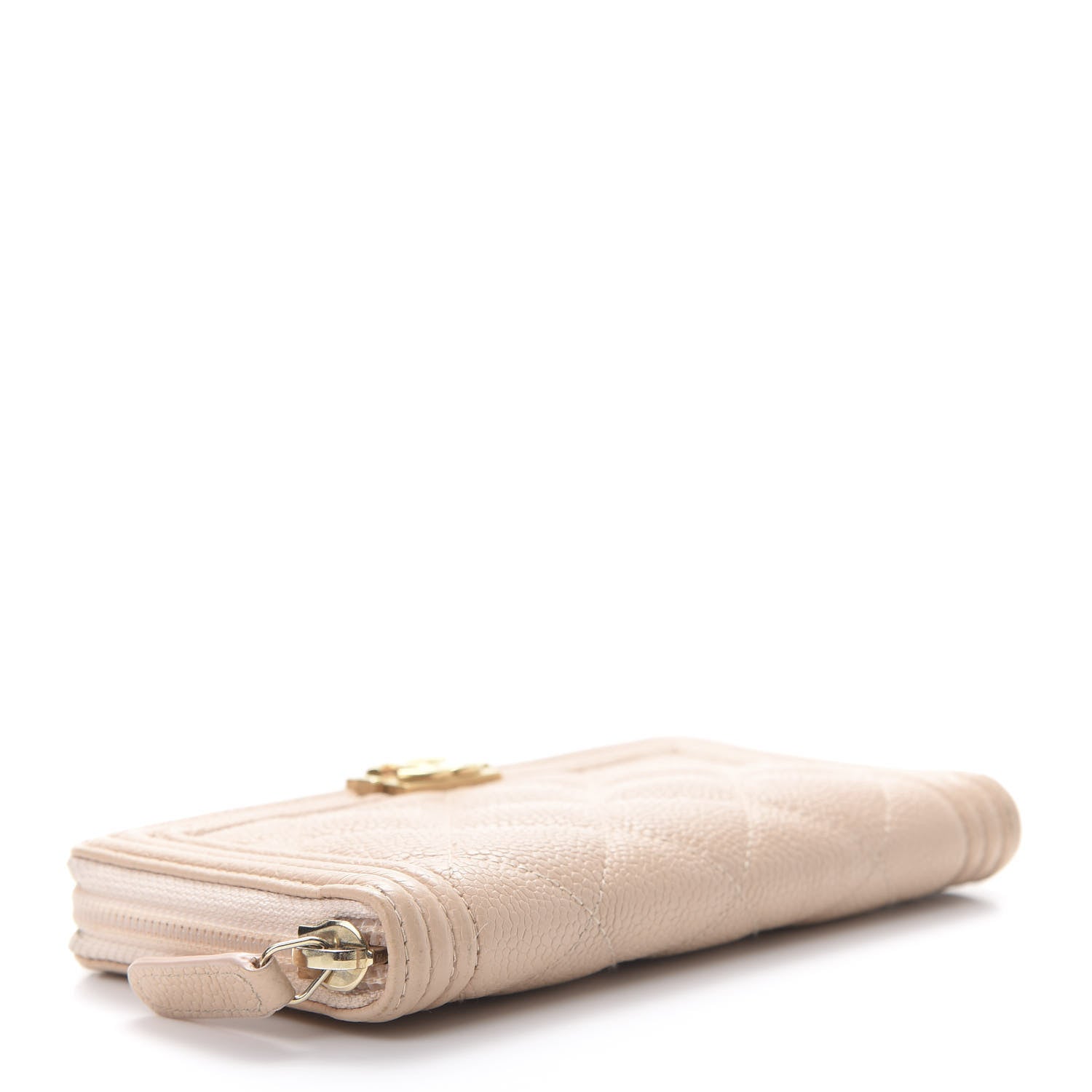 Chanel Caviar Quilted Small Boy Zip Around Wallet Beige 4 of 10