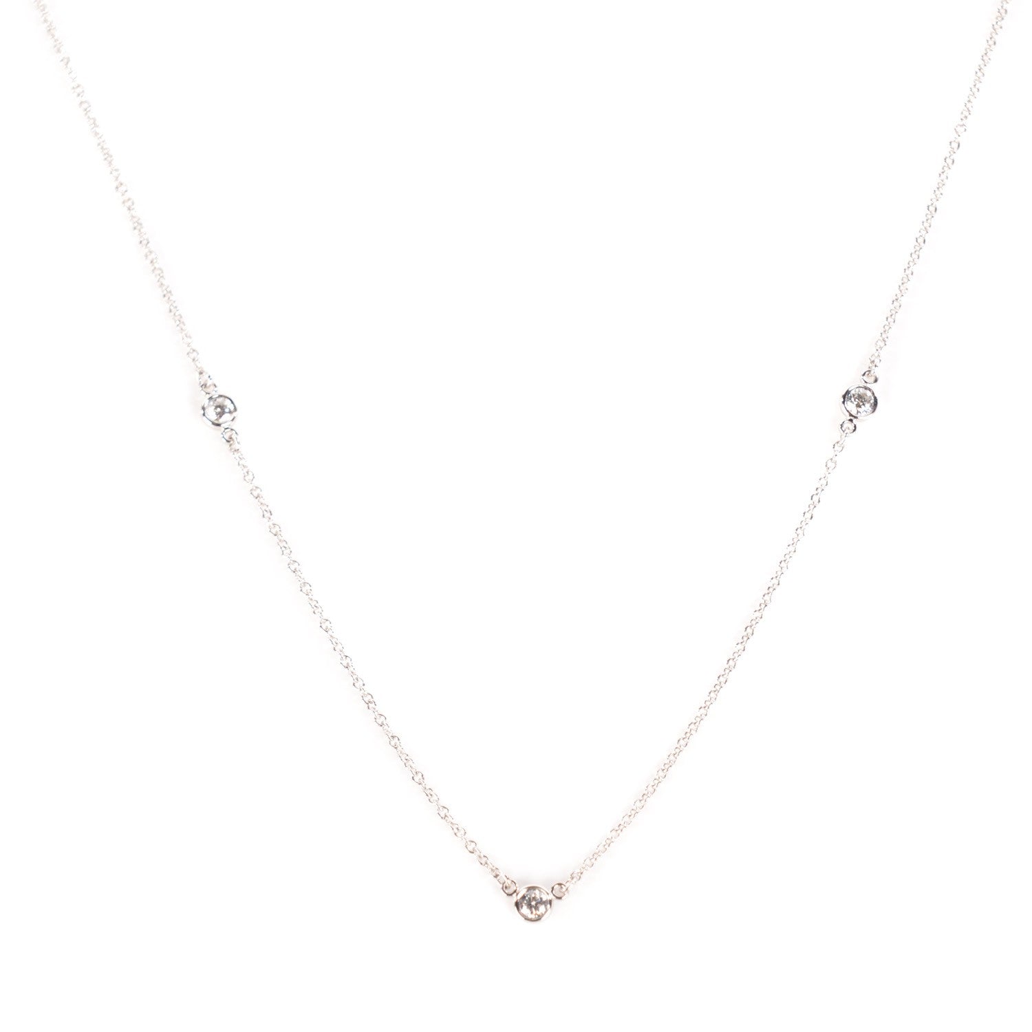 Tiffany Platinum 3 Station Diamonds by the Yard Necklace 1 of 6