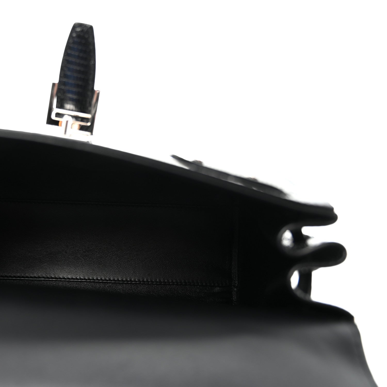 Saint Laurent Lizard Le Fermoir Top Handle Bag Small Black 5 of 9