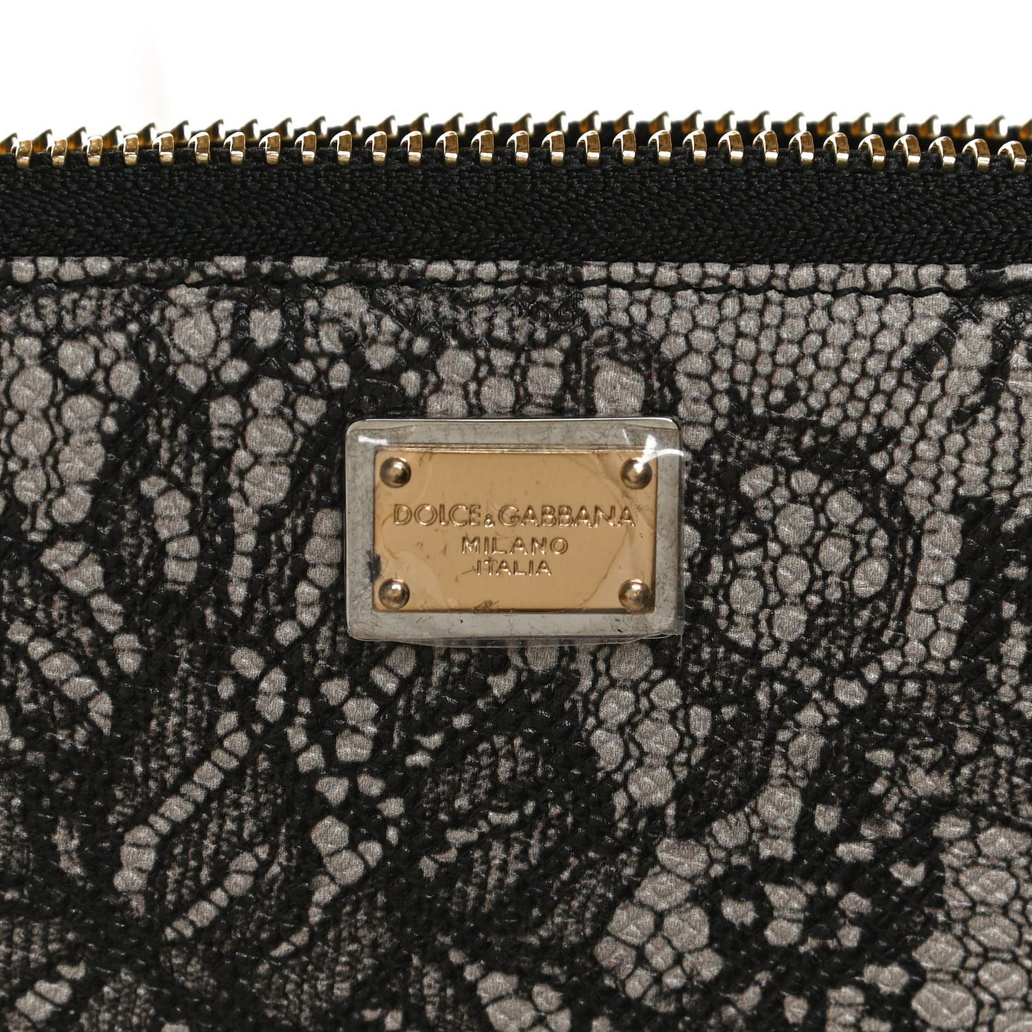 Dauphine Lace Print Zip Around Wallet Black