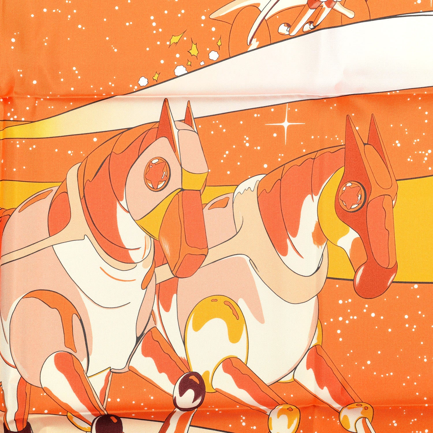 Hermes Silk Space Derby Scarf 90 Orange Creme Roux 2 of 4