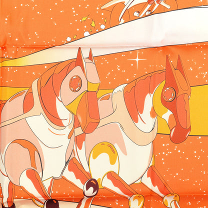 Hermes Silk Space Derby Scarf 90 Orange Creme Roux 2 of 4