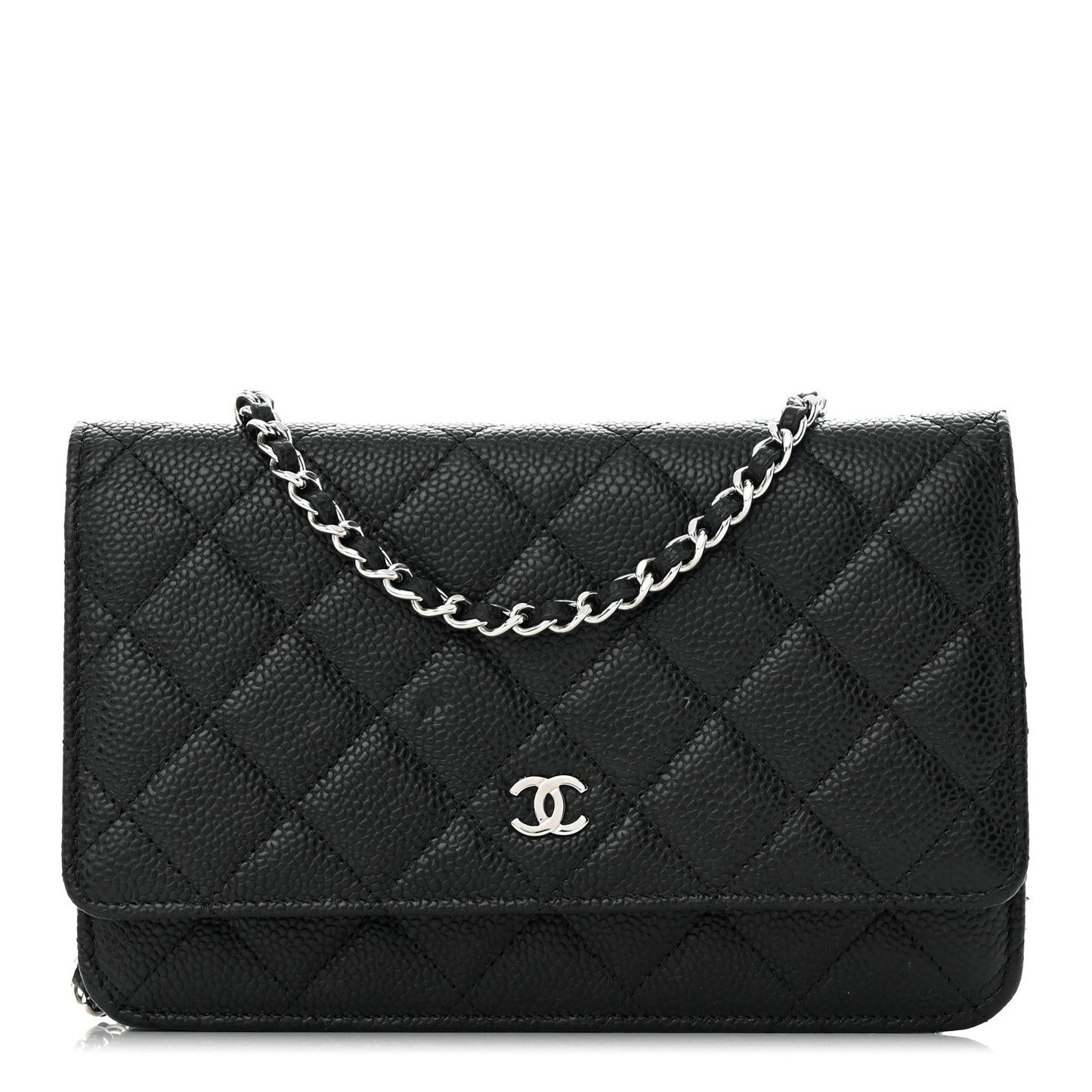 Caviar Quilted Wallet on Chain WOC Black
