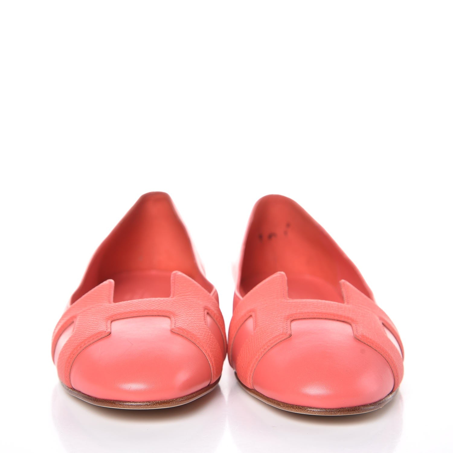 Hermes Calfskin Epsom Nice Ballerina Flats 37.5 Sorbet 2 of 10