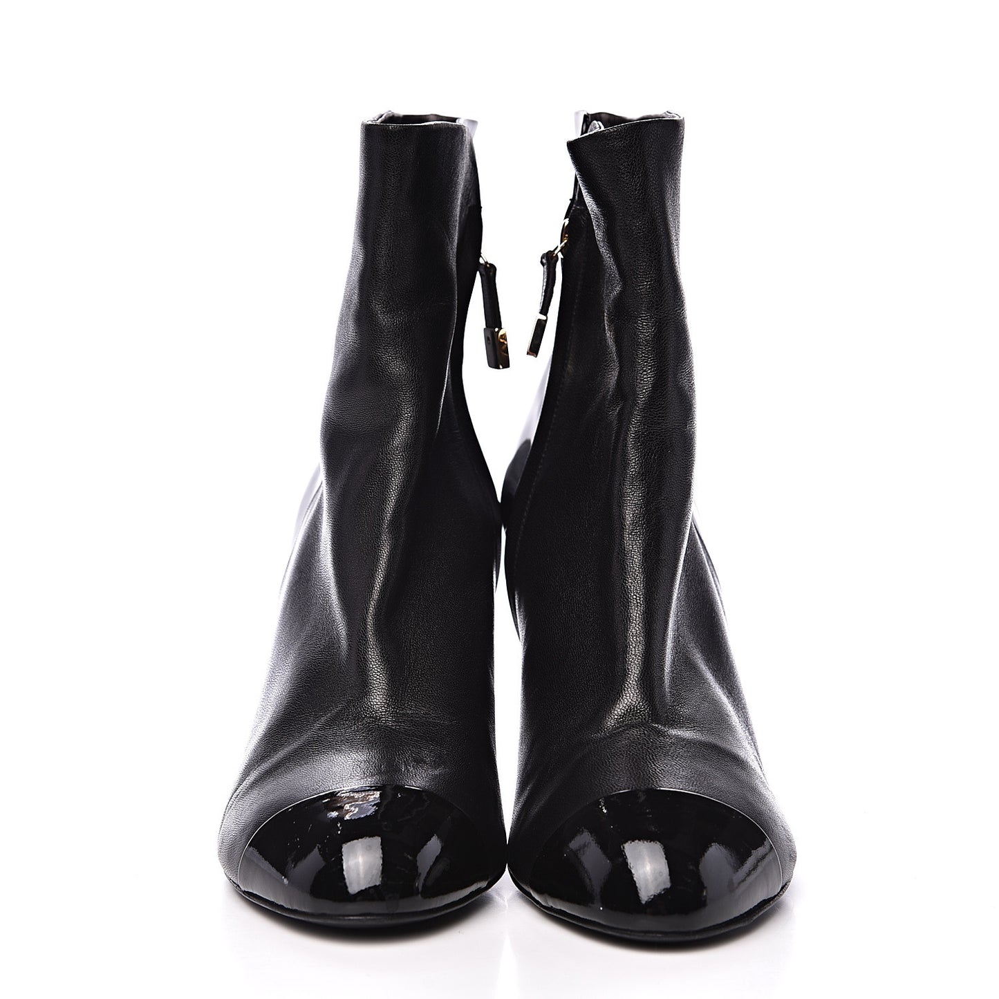 Patent Cap Toe Booties 38.5 Black