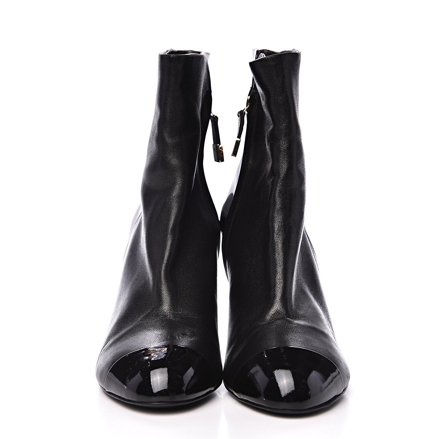 Chanel Patent Cap Toe Booties 38.5 Black 2 of 14