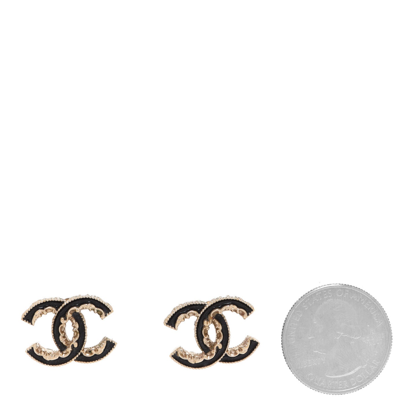 Enamel CC Baroque Earrings Black Gold