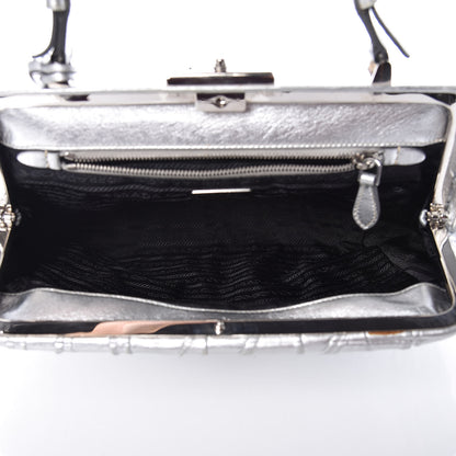 Prada Nappa Dressy Gaufre Frame Tote Argento 5 of 17