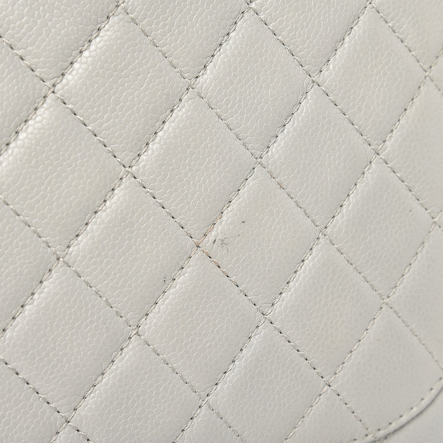 Caviar Quilted Maxi Single Flap Light Grey