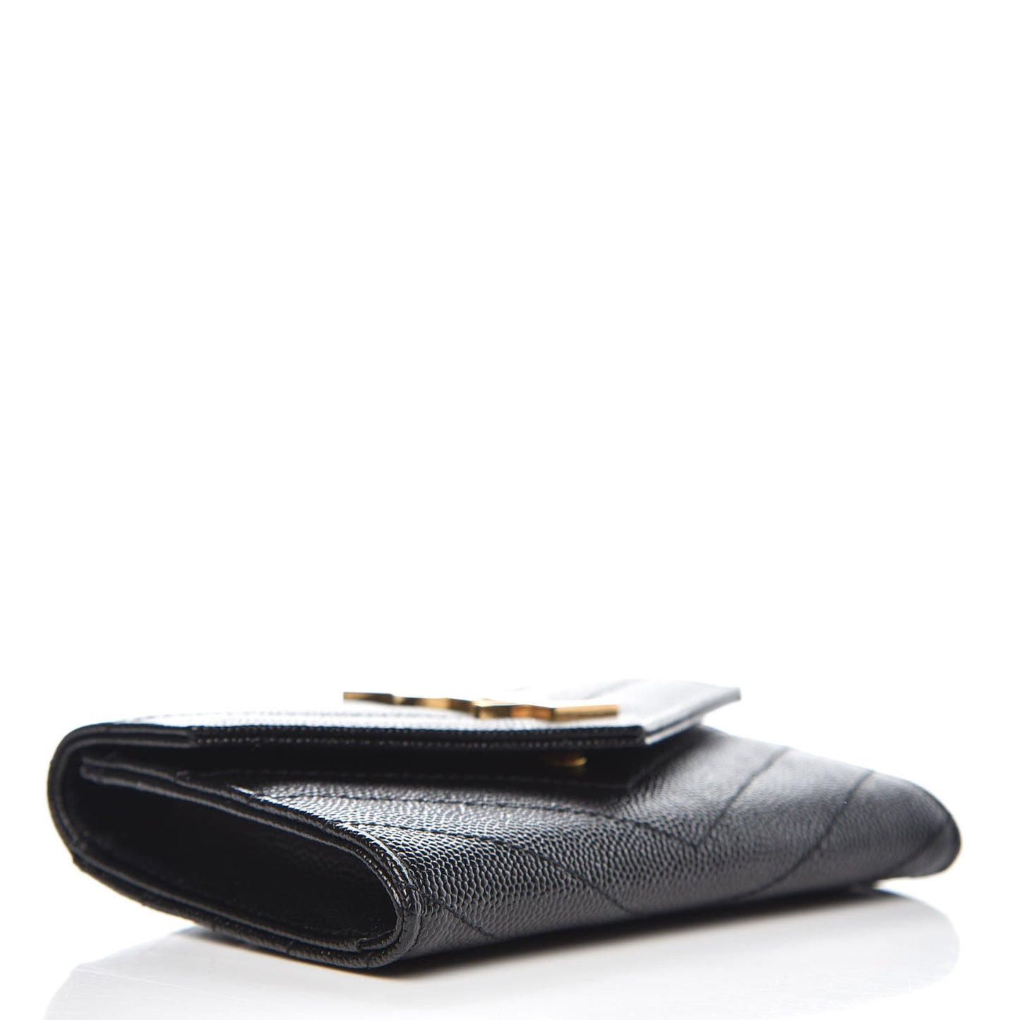 Grain De Poudre Matelasse Chevron Small Monogram Envelope Wallet Black
