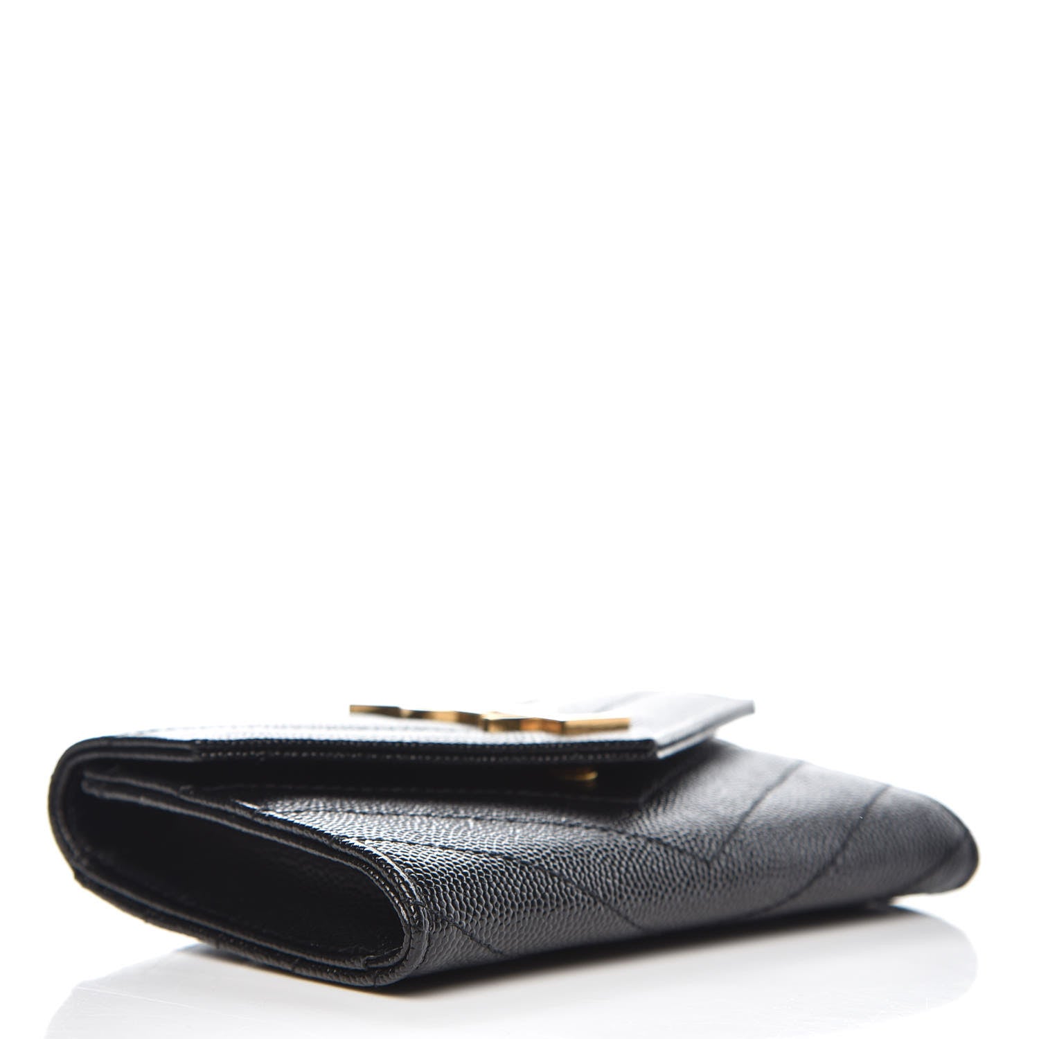Saint Laurent Grain De Poudre Matelasse Chevron Small Monogram Envelope Wallet Black 4 of 7