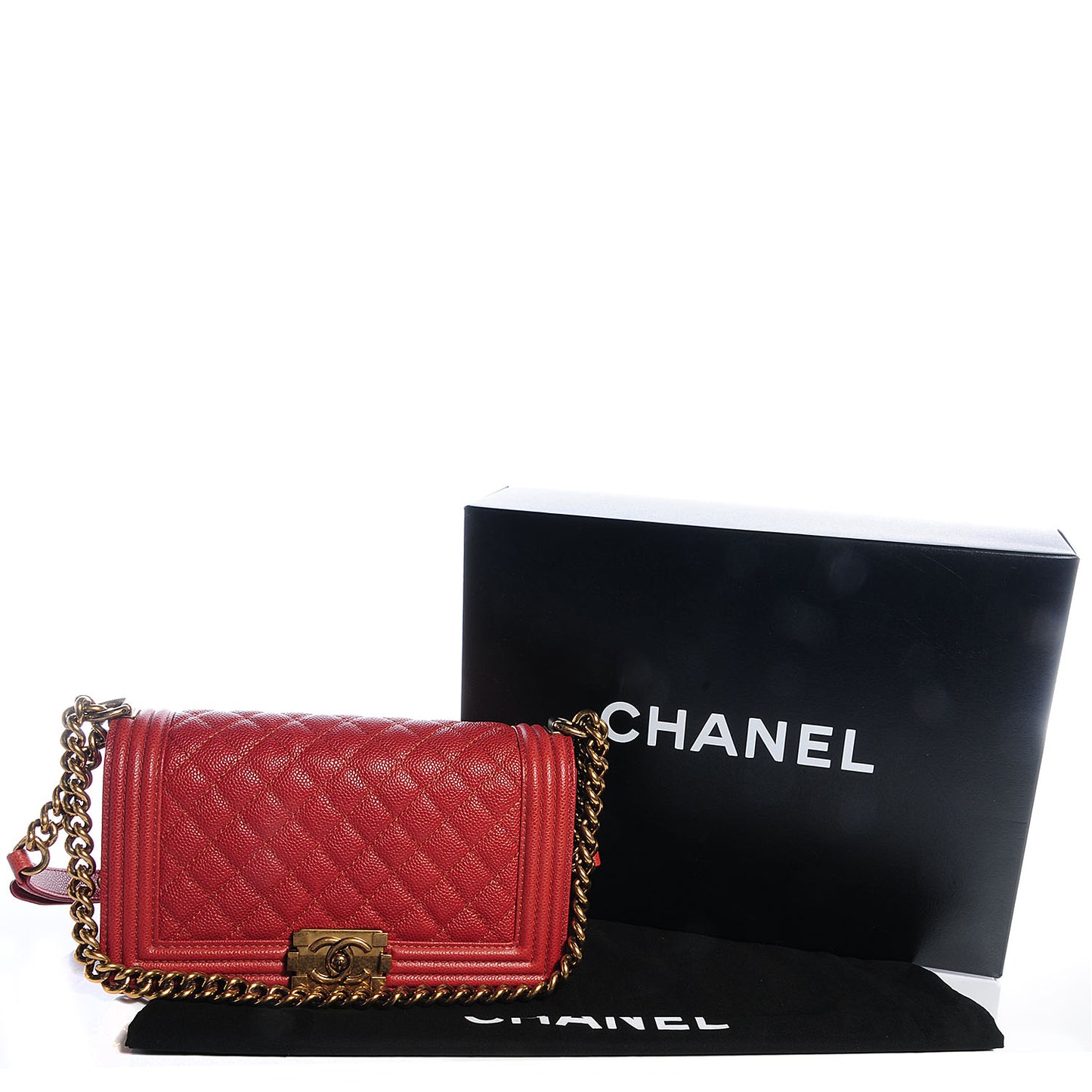 Caviar Medium Boy Flap Red