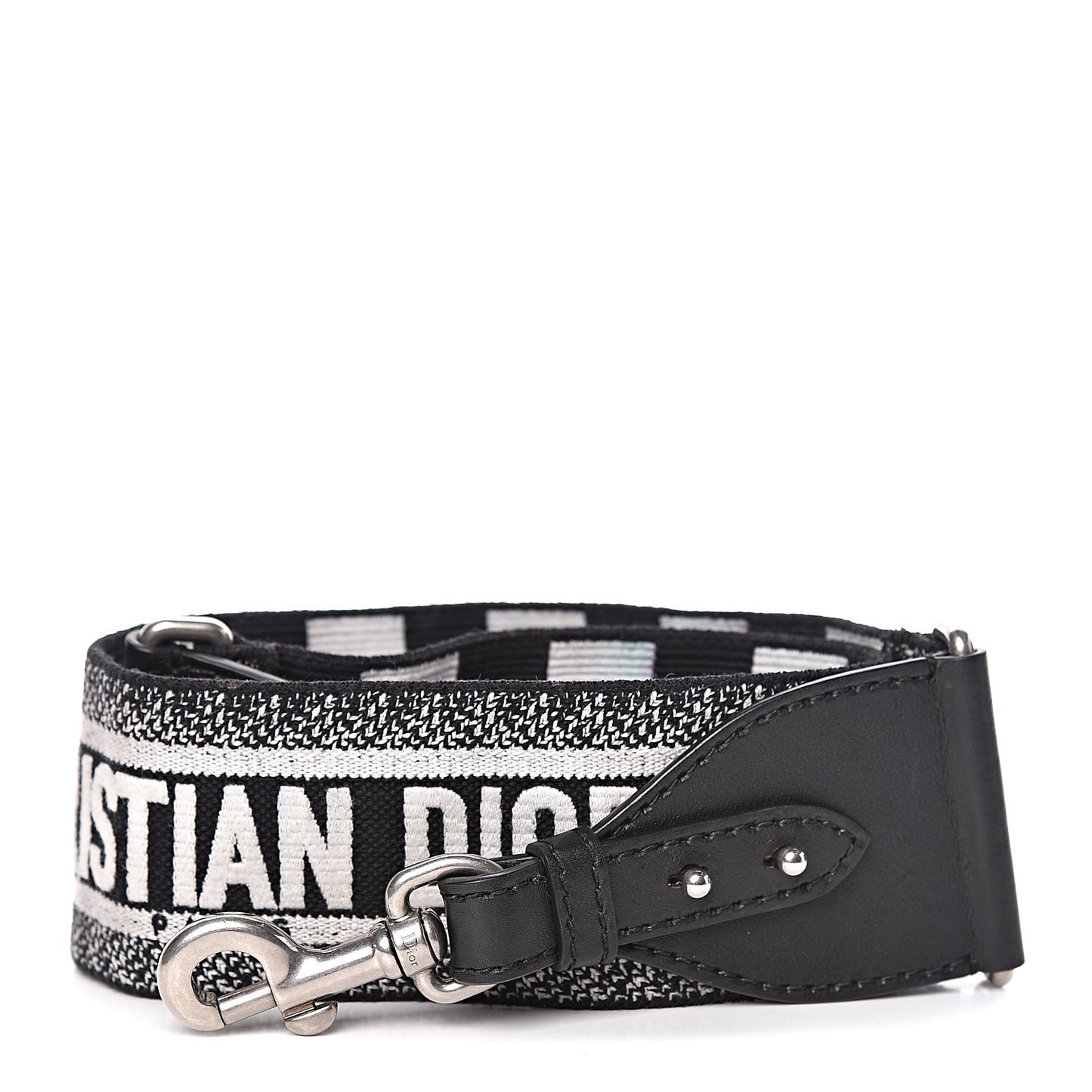 Canvas Embroidered Shoulder Strap Black White