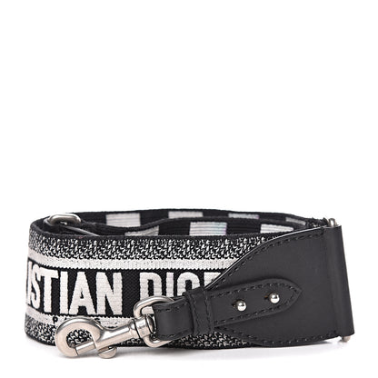 Christian Dior Canvas Embroidered Shoulder Strap Black White 1 of 11