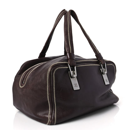 Chanel Deerskin Stitched Medium Bowler Brown 3 of 11