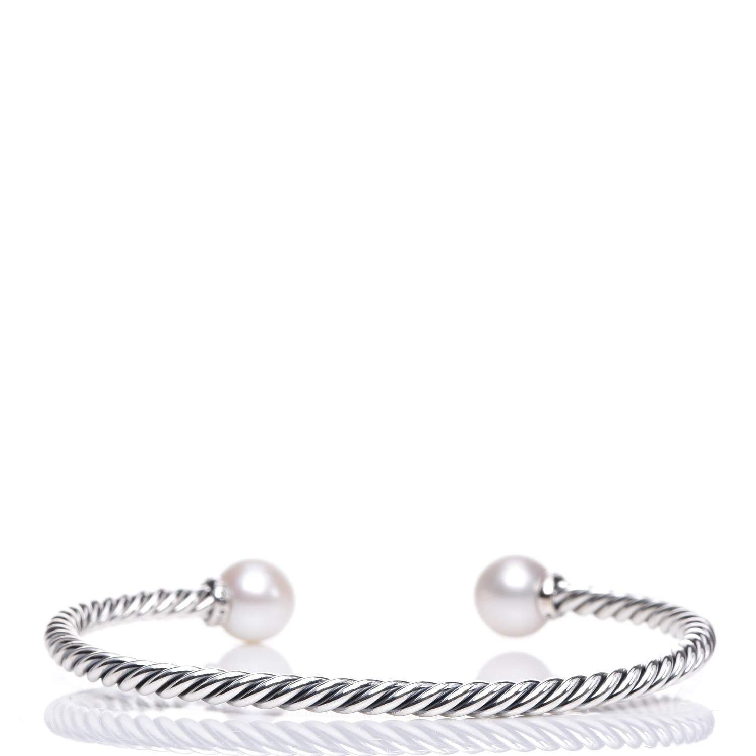 David Yurman Sterling Silver Diamond Pearl 9mm Solari Bracelet 3 of 4