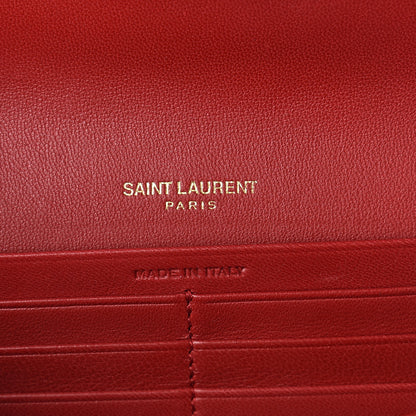 Saint Laurent Lambskin Matelasse Monogram Large Vicky Continental Wallet Rouge Eros 5 of 5