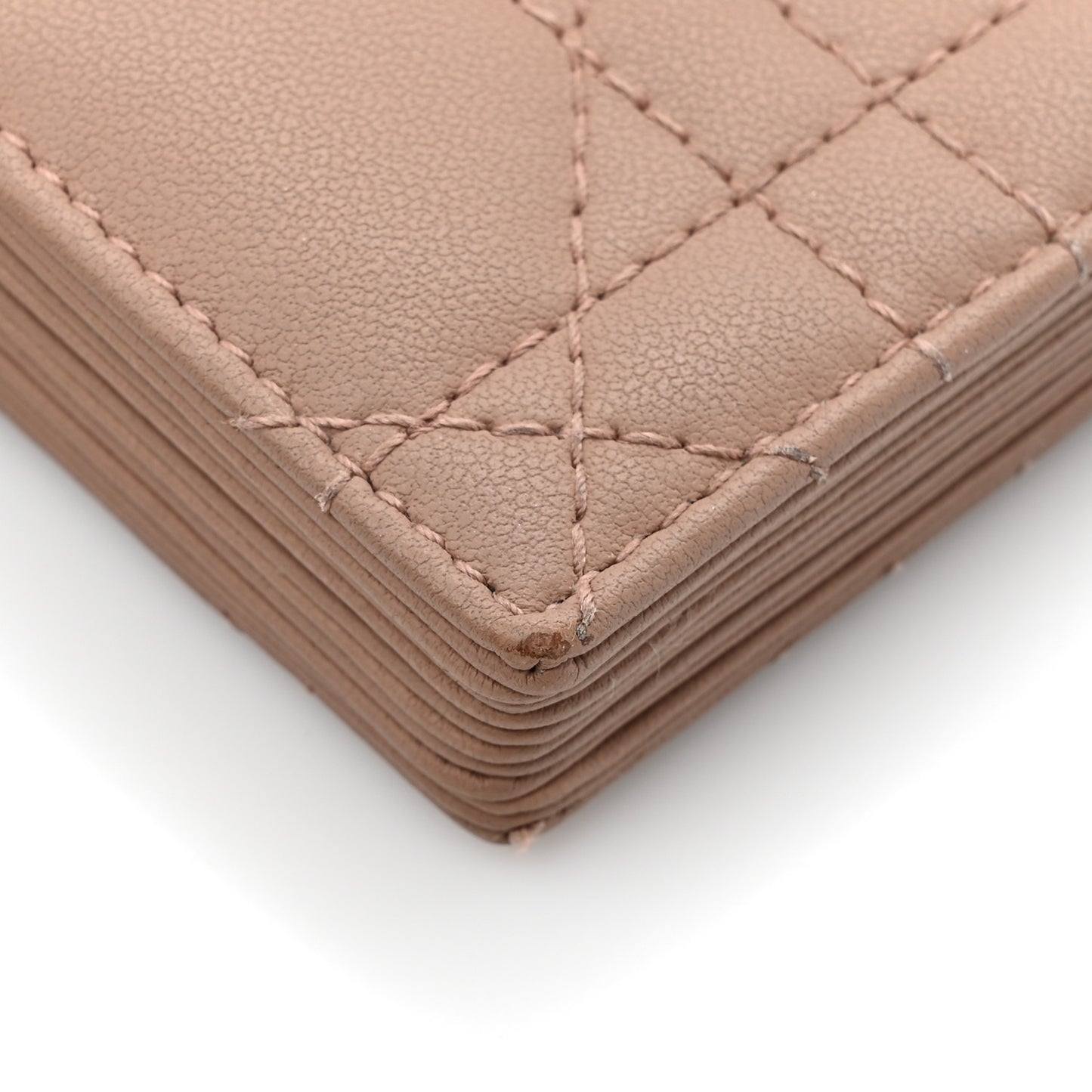 Ultra Matte Calfskin Cannage Lady Dior 5-Gusset Card Holder Blush Powder