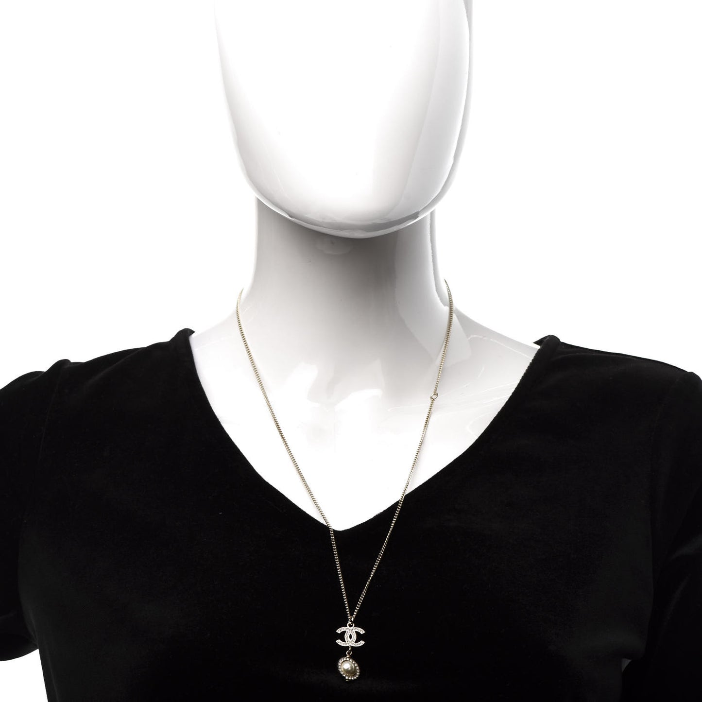 Crystal Pearl CC Lace Camellia Necklace Gold