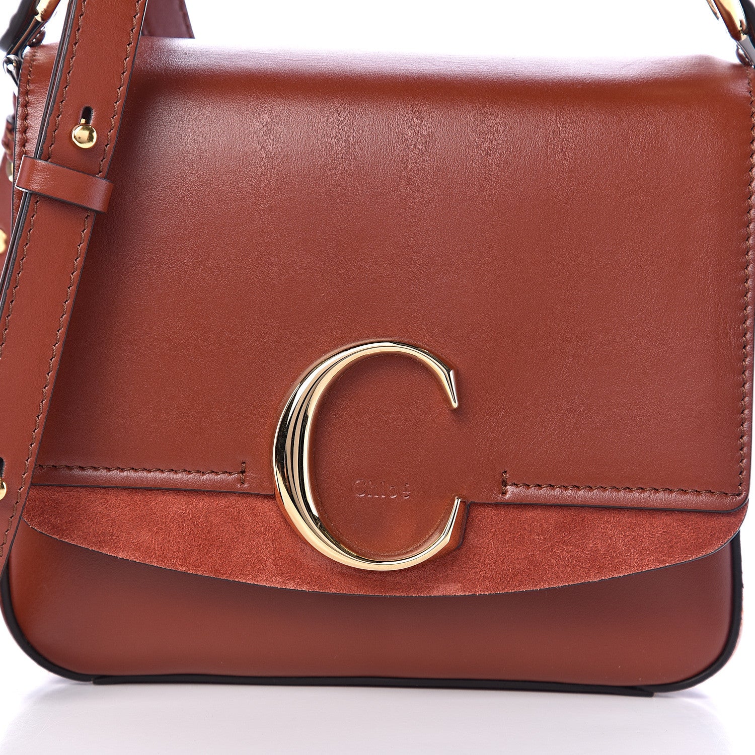 Chloe Calfskin Small C Double Carry Sepia Brown 10 of 10