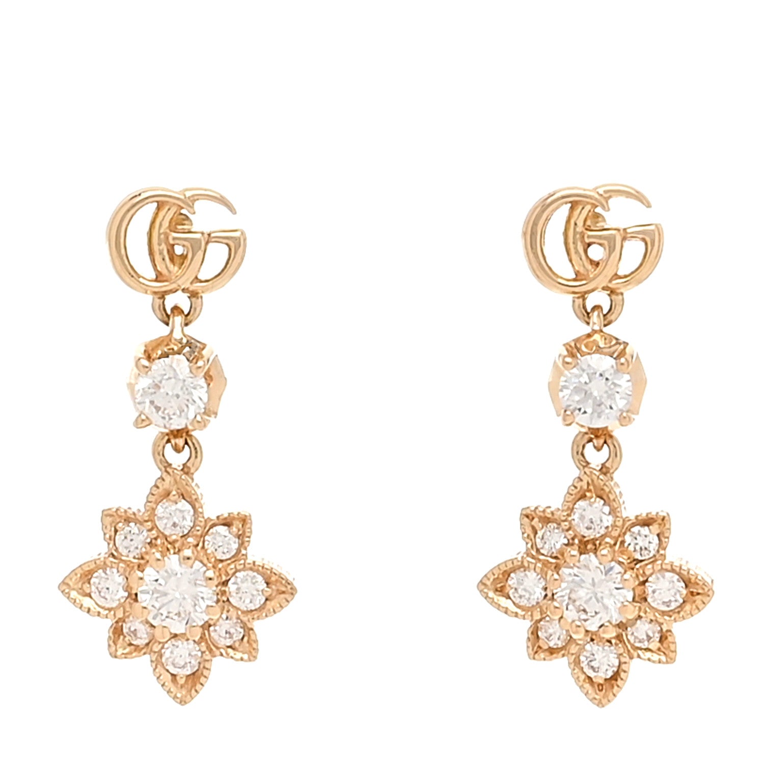 Gucci 18K Rose Gold Diamond Flora Earrings 1 of 5