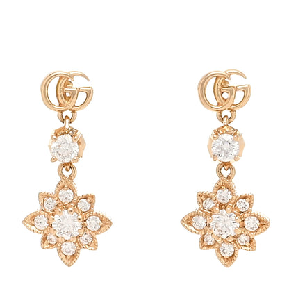 Gucci 18K Rose Gold Diamond Flora Earrings 1 of 5