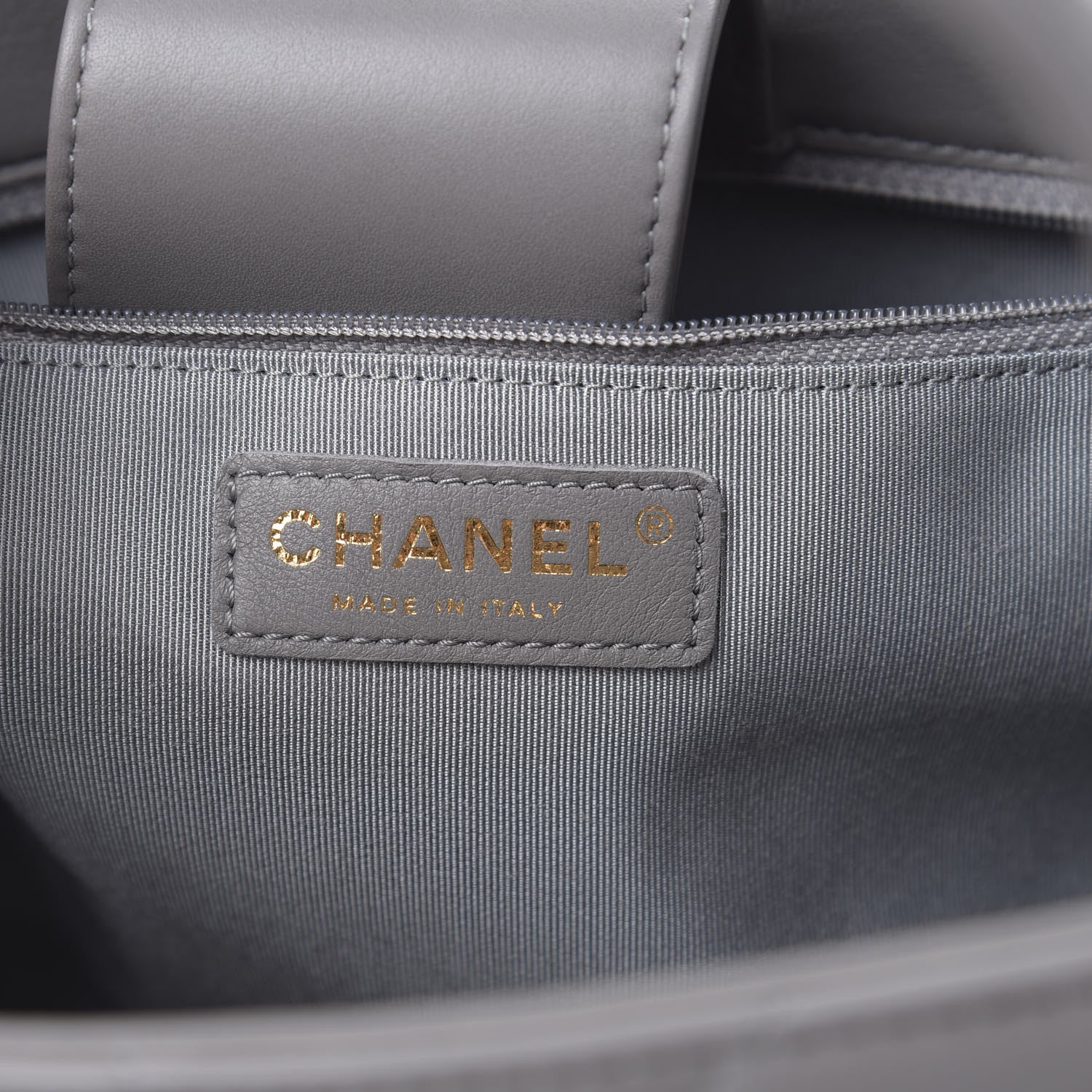 Chanel Calfskin Chevron Quilted Statement Shopping Tote Grey 7 of 11