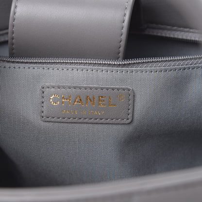 Chanel Calfskin Chevron Quilted Statement Shopping Tote Grey 7 of 11