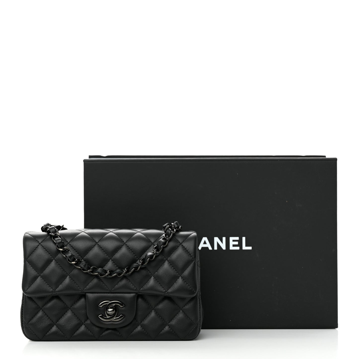 Lambskin Quilted Mini Rectangular Flap So Black