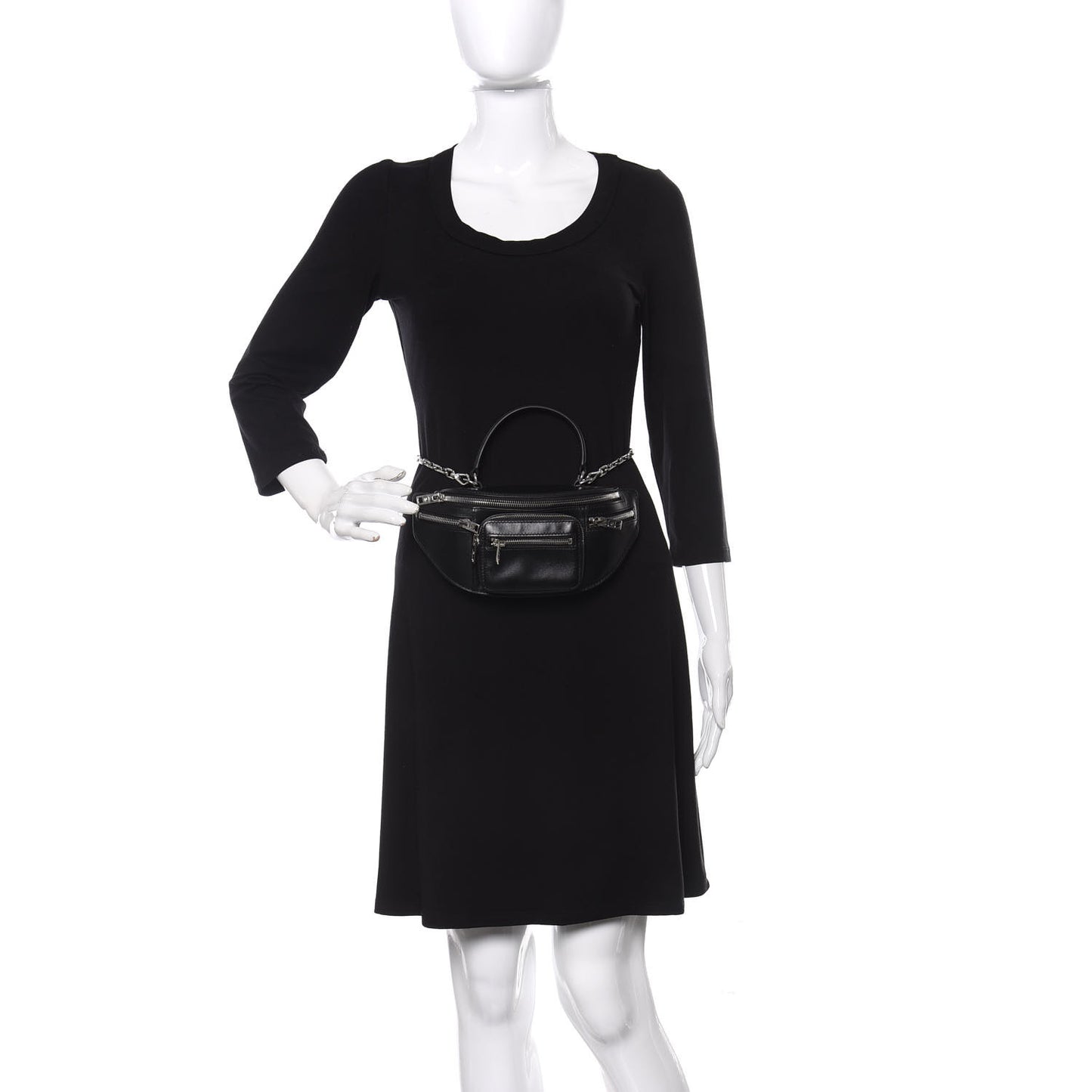 Calfskin Mini Attica Top Handle Belt Bag Black