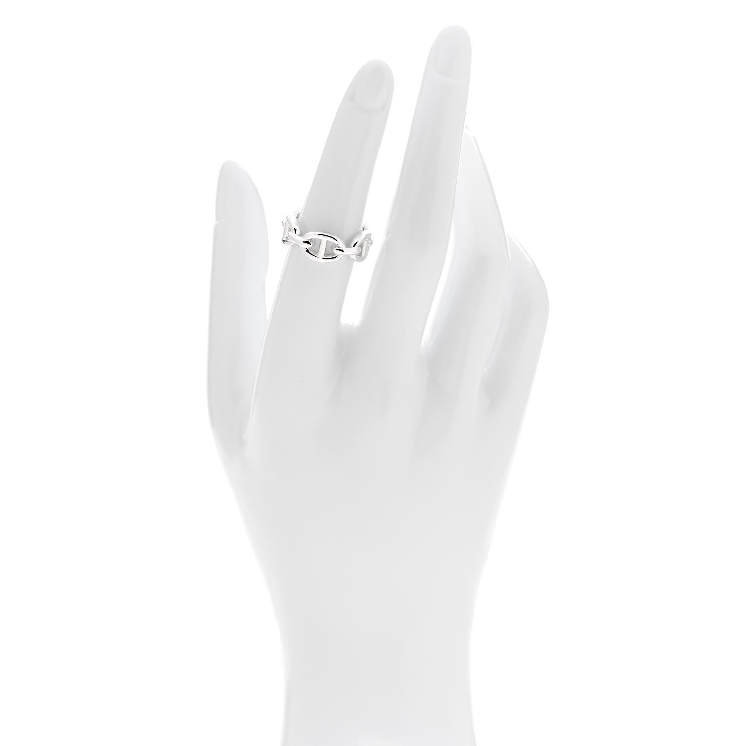Hermes Sterling Silver PM Chaine d'Ancre Enchainee Band Ring 52 6 2 of 7