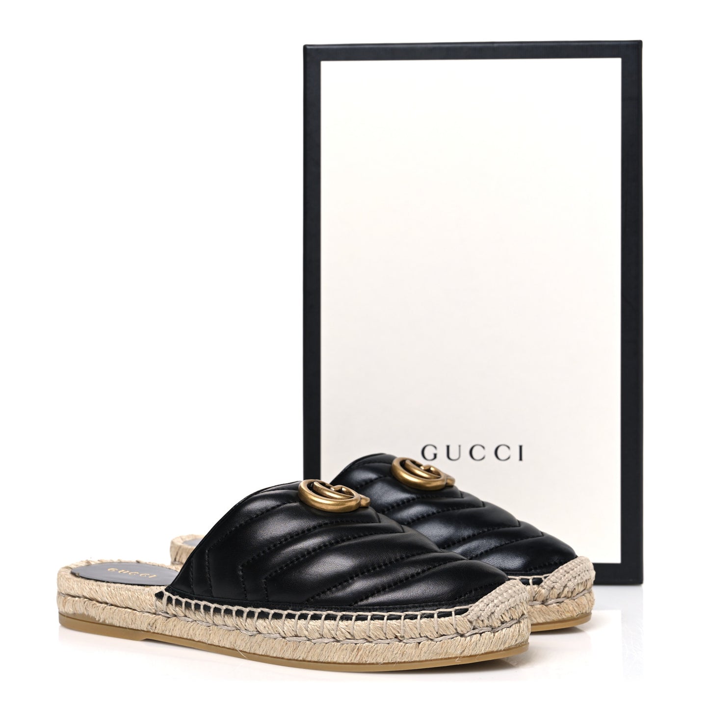 Nappa Matelasse GG Marmont Espadrille Slippers 37.5 Black
