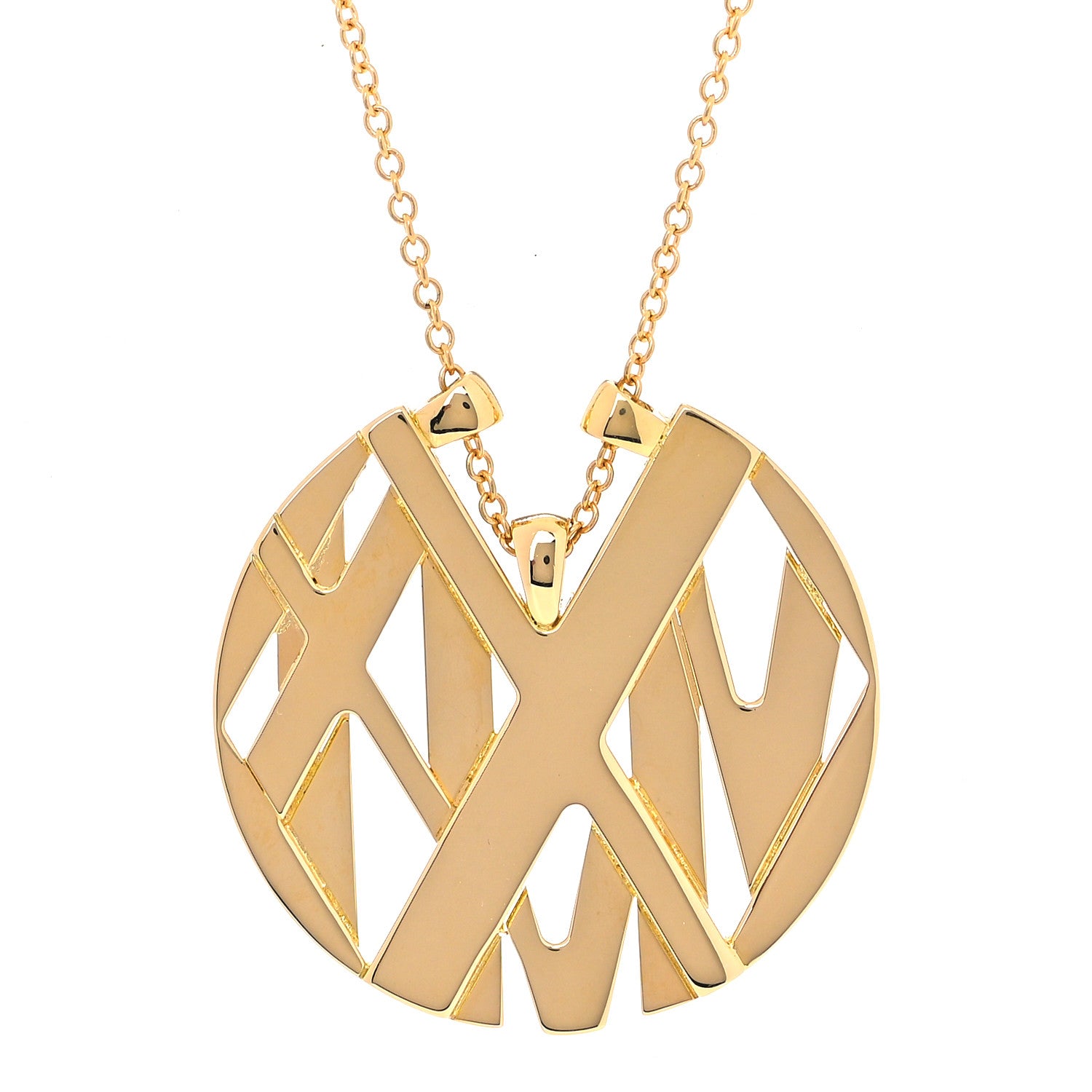 Tiffany 18K Yellow Gold Small Atlas Round Medallion Pendant Necklace 3 of 5