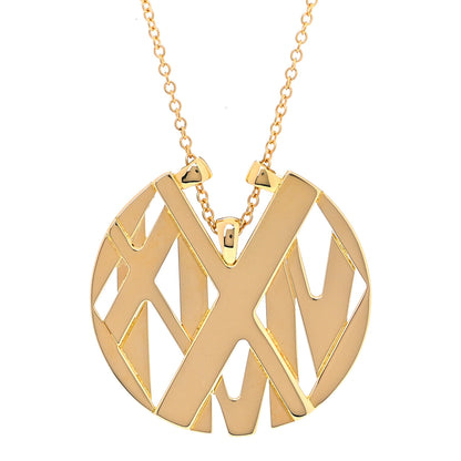 Tiffany 18K Yellow Gold Small Atlas Round Medallion Pendant Necklace 3 of 5