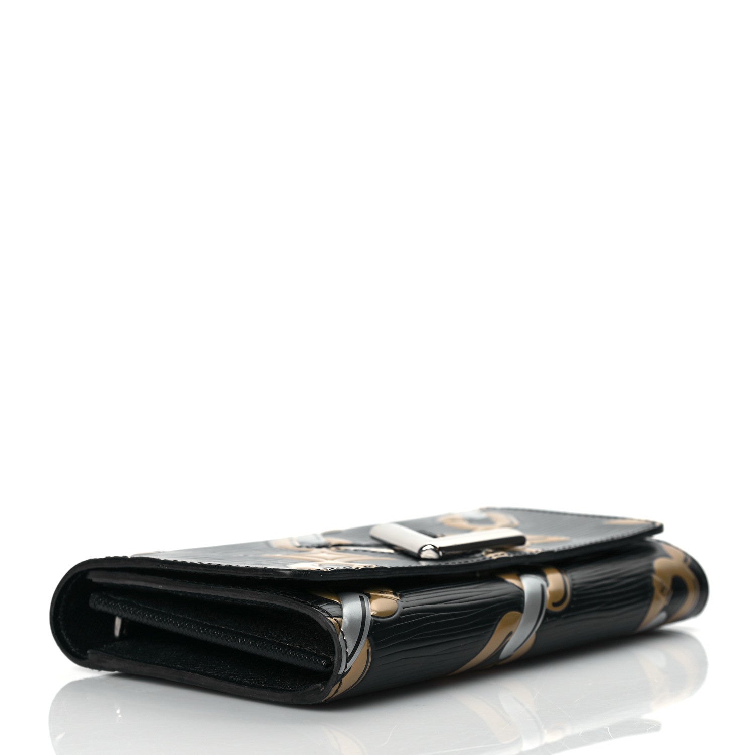 Louis Vuitton Epi Chain Flower Print Twist Wallet Black 4 of 8