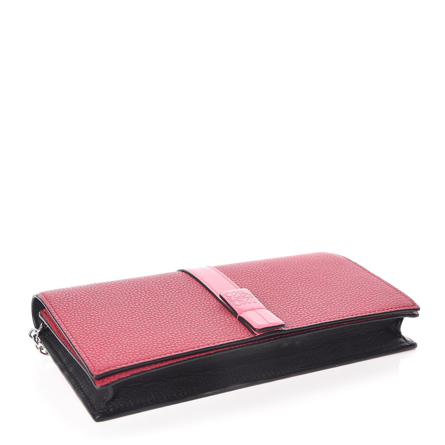 Pebbled Calfskin Chain Wallet Wild Rose Raspberry